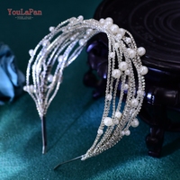 YouLaPan – couvre-chef en perles et strass fait à la main, élégant, pour femme, accessoire de cheveux pour fête, mariage, bandeau scintillant, accessoires pour cheveux HP658