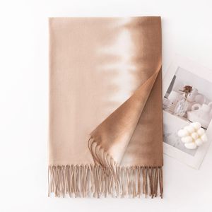 Solid Color Cashmere Feel Scarf with Custom Logo Thick Warm Acrylic Winter Long Shawl - Product Image 4