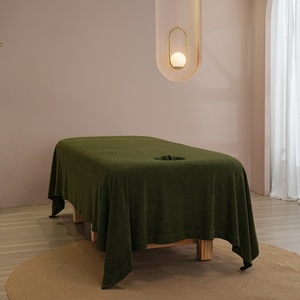 Vert olive <span class=keywords><strong>polaire</strong></span> Premium couleur unie couvre-lits de beauté couvre-lit de salon pour la beauté literie de lit pour le visage - Product Image 3