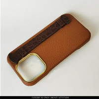 Design élégant étui de téléphone portable en cuir véritable togo avec dragonne en cuir exotique pour iphone 16 pro