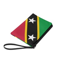 Dompet Mini Resleting Poliester Cetak Bendera Nasional Saint Kitts dan Nevis dengan Warna Campuran