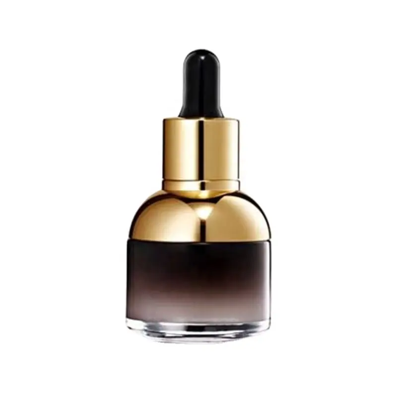 Sparen Sie 10% Luxus schwarzer Farbverlauf Passen Sie die 30ml Glas-Tropf flasche mit schwarzer Pipette für kosmetisches Öl an