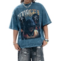 T-shirt noir hommes neige sable lavage surdimensionné détruit poids lourd hommes T-shirt T-shirt imprimé à la demande avec Logo Logo personnalisé