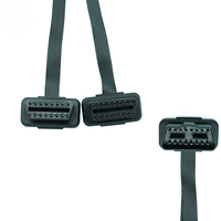 OBD Connect Cable for GPS Tracker With Car Male to Dual Female Y Splitter Elbow Extension Flat+thin Noodle Cable Auto Connector