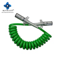 Câble de raccordement HJYAJZT 7 voies de 15 pieds pour remorque, connecteur de câble ABS 7 fils, rallonge de câble en spirale vert pour semi-remorque