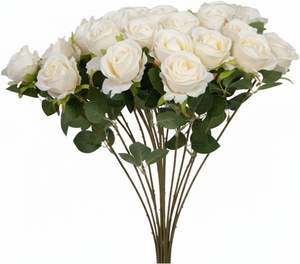 Ramo de Rosas Rosadas Artificiales de 9 Cabezas para Decoración de Bodas - Product Image 1