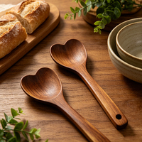 Cuillère en bois en forme de cœur, ustensile de cuisine pour la cuisson, cadeaux uniques pour la fête des mères, pour cuisinières, hôtesse, maman, épouse, mariages, ou pour un cadeau de maison neuve.
