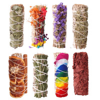 Paket Grosir California White Sage Bundle Smudge Stick, Gypsum Strips, Palo Santo, Kelopak Mawar, Rosemary, Cedar untuk Meditasi dan Penyembuhan