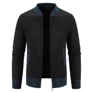 Casaco de Tricô de Cashmere de Inverno com Bordado para Homens, Jaqueta Slim-Fit com Zíper em Algodão - Product Image 3