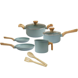 Modern Ceramic Marble Coated Pot Pan Glass Lids Bakelite Handles Non-Stick Aluminum <b>Cookware</b> <b>Set</b> - Product Image 1