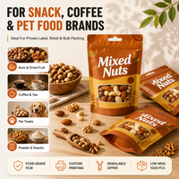 Sacs en plastique refermables à fermeture éclair personnalisés en composite avec logo sur mesure pour l'emballage alimentaire, thé, dattes rouges, baies de goji, snacks