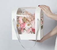 Boîte cadeau pour la fête des mères en forme de maison, rose, blanche, noire, en PVC transparent avec fenêtre et ruban, OEM