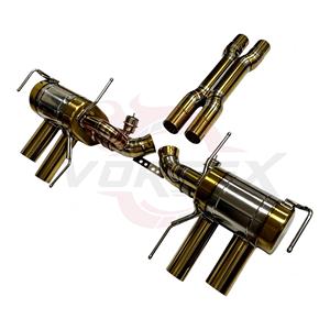 ระบบท่อไอเสีย Vortex Titanium Gold Valved สำหรับ Ferrari 812 Superfast 6.5L พร้อมตัวเก็บเสียงแบบ Barrel และชุดปลายท่อสีทองแบบ Quad - Product Image 2