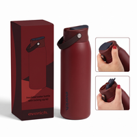 En Stock Échantillon Gratuit Bouteille d'Eau Isotherme Portable de Sport en Acier Inoxydable 24oz 32oz avec Pailles