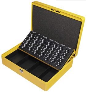 Boîte de <span class=keywords><strong>petite</strong></span> <span class=keywords><strong>caisse</strong></span> en acier avec 2 clés/plateau de changement amovible pour un stockage sécurisé parfait en noir 12" - Product Image 1