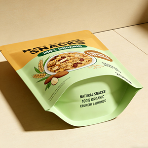 Sachet Doypack <span class=keywords><strong>pour</strong></span> flocons <span class=keywords><strong>d</strong></span>'<span class=keywords><strong>avoine</strong></span> et granola bio, imprimé avec logo personnalisé, en VMPET PE de qualité alimentaire avec fermeture zip - Product Image 4