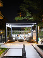 Pergola rétractable automatique avec écrans verticaux à fermeture éclair, gazebo motorisé pare-soleil pour l'intimité et la protection contre le vent