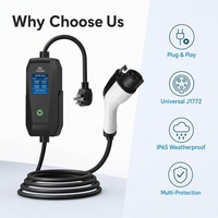 Chargeur EV portable 32A 40A Type 1 avec Plug & Play, J1772, IP65, 5 certifications, pour véhicules électriques américains/japonais, station de recharge EV portable