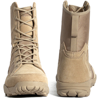 Bottes tactiques mi-mollet en daim personnalisées avec lacets, semelle extérieure en caoutchouc antidérapante et doublure en maille respirante