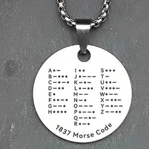 Codice Morse telegramma Radio titanio acciaio ciondolo moda uomo donna accessori regali - Product Image 4
