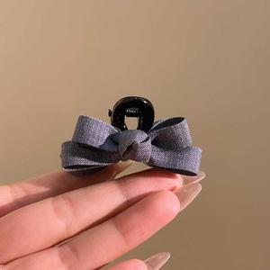 Korean style grey <b>bow</b> princess hairstyle small claw <b>clip</b> women's high-end retro bangs <b>clip</b> fluffy hair <b>clip</b> - Product Image 2