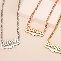 Collar de Cadena Figaro de Acero Inoxidable Chapado en Oro Personalizado con Certificación CE, Joyería para Fiesta