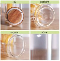 Bocaux de rangement en verre pour la cuisine avec couvercle en acacia hermétique pour les grains de café, la farine, le sucre, le riz et les spaghettis
