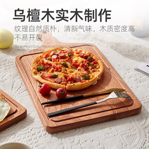 Plato rectangular de madera maciza para carne, tabla de servir estilo occidental para carne, pizza, cubiertos, bandeja de estilo simple. - Product Image 4