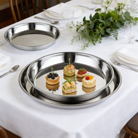 Verstärkter 304 Edelstahl-Teller für Kommerzielles Buffet und BBQ, Langlebiges Hitzebeständiges Umweltfreundliches Serviertablett in Silber/Gold