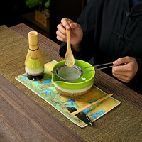 Ensemble complet de thé matcha japonais traditionnel écologique avec bol en céramique et fouet en bambou Chasen pour la maison/l'hôtel/le restaurant