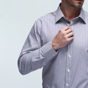 Herren-Anzughemden Hochwertige Schweißabsorbierende Baumwolle Langarm Maßgeschneiderte Gestreifte Anzughemden für Business - Product Image 4