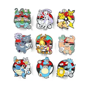 Pin Squirtle Pin Poke kartun lucu Anime Aksesori ransel dekorasi kain Snorlax Gengar Pin logam hadiah bros grosir