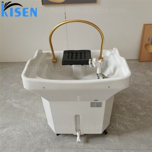 อ่างสระผม Kisen สีขาวดำ แบบไม่มีท่อ พร้อมเครื่องอบไอน้ำ สำหรับร้านทำผมและสปา - Product Image 6