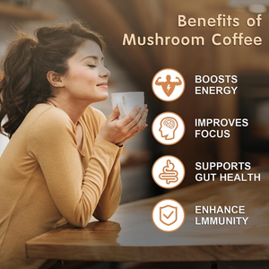 Caffè in Polvere ai Funghi 6 Funghi Adattogeni Criniera di Leone Cordyceps per Concentrazione Energia Supporto Immunitario e Digestione Adulti 180g - Product Image 6