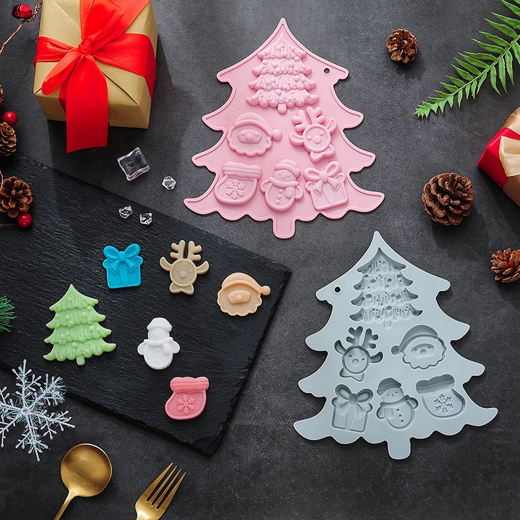 LC Merry Christmas Tree Stampo In Silicone Per Torta, Cioccolato E Fondant – Forma Albero Di Natale 8,3x8,3cm - 4