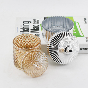 Sang trọng Lều hình mạ điện Bạc nến thủy tinh lọ kim cương cắt thủy tinh lưu trữ container cho giáng sinh trang trí - Product Image 2