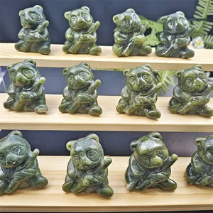 크리스탈 팬더 천연 크리스탈 갈망 치유 돌 손으로 조각 Xiuyan 옥 동물 공예 선물