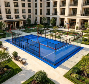 Pista de Pádel Super Panorámica con Césped Azul Completo, Estructura de Acero Galvanizado, Césped de PE de 12 mm, Complejo Residencial SPD-02 - Product Image 4