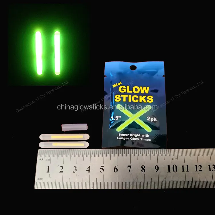 Mini glow stick galleggiante da pesca piccolo zise glow sick galleggiante da pesca all'ingrosso 1.5 ''bastone leggero per personalizzare