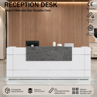 Bureau d'accueil en bois moderne et personnalisable, avec support de logo sur mesure pour hôpital, école, hôtel, supermarché