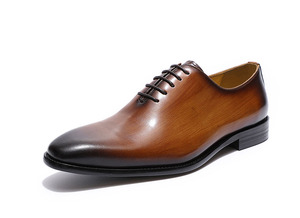High-End Men's Real Leather Oxford Shoes Classic Brown Black Hand-Painted Office Formal Business Man Dress Shoes - Product Image 6