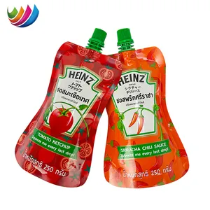 Custom Tomato Paste Sauce Aluminum Foil Packaging Bags Ketchup Salad Dressing Sauce Stand Up Pouch With Spout