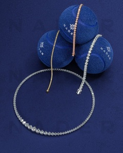 Pulsera de tenis azul Courtside, pulsera de oro blanco de 18 quilates y diamantes para regalo, bodas, fiestas, pulsera de lujo - Product Image 1