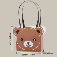 Bolsa de Regalo Ecológica con Diseño Floral, Caja de Ramo de Papel con Dibujo de Oso, Asa Resistente, Reciclable, para Baby Shower, Recuerdo de Boda