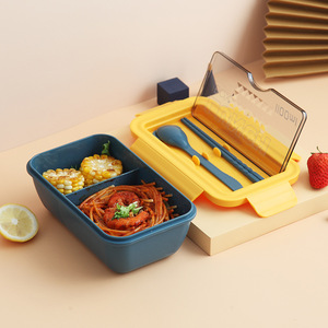 Boîte à lunch bento en plastique personnalisée, hermétique et résistante au micro-ondes, avec ensemble de couverts pour enfants - Product Image 6