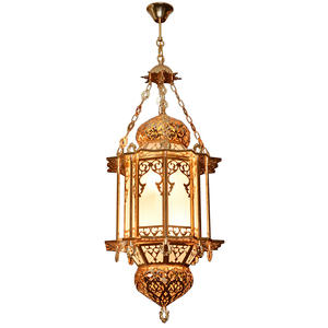 Люстра в арабском стиле, домашний декор, подвесной светильник, железная Подвесная лампа ручной работы золотого цвета - Product Image 1