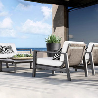 Ensemble de canapés d'extérieur modernes en rotin PE et aluminium, avec éponge haute densité et tissu imperméable, pour jardin, villa, patio, hôtel
