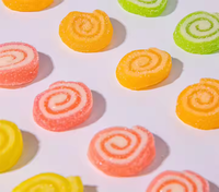 Wholesale Chewy Soft Acid Sugar Sand Coated Gummy Candy Colorful Roll Shaped Sweet Fruit Flavors Haccp/BRC Halal Certified