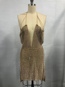 A2102 Halter Deluxe Red Rhinestone di Cristallo Sexy Delle Donne Del Partito di <span class=keywords><strong>Cocktail</strong></span> Vestito Aderente Backless Fatti A Mano Mini Vestito Usura Del Randello Del Vestito - Product Image 6