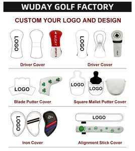 Wholesale Golf Club Head Cover Custom Embroidery Logo Golf Driver Headcover Pu Leather Headcover Golf
